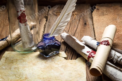Preview: Writing ancient feather letter and send it in a bottle