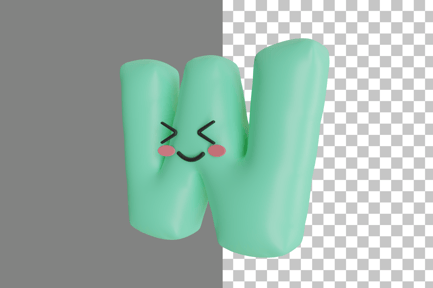Preview: Cute Letter W 3D Icon