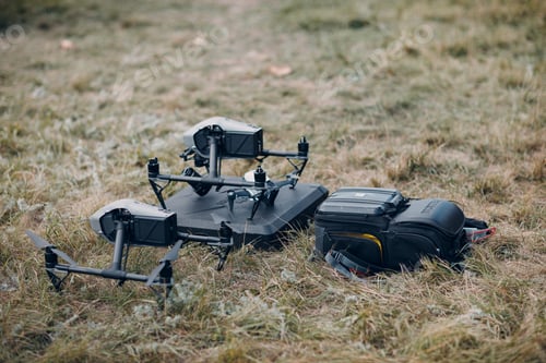 Preview: New York, USA - SEPTEMBER 18, 2021: DJI Inspire 2 quadcopter drone before aerial flight and filming.