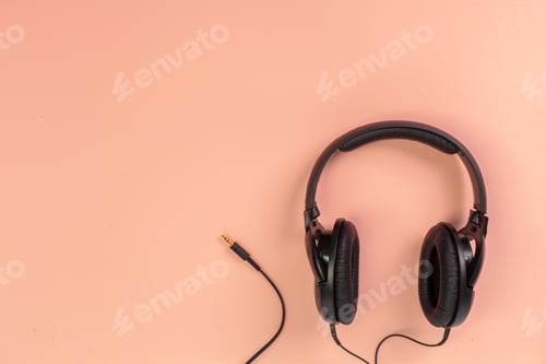 Preview: headphones on orange background