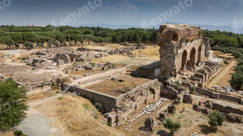 Preview: Ancient Ruins of Tralleis in Aydin, Turkey with Mountains and Olive Trees
