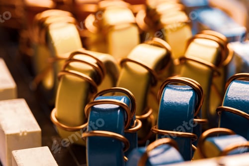 Preview: Close-up of yellow and blue iron powder cores