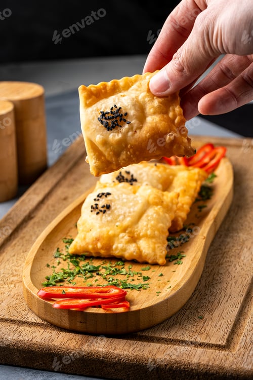 Preview: Borek pastries stuffed with cheese and fried