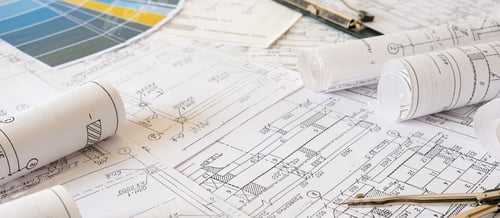 Preview: architect design working drawing sketch plans blueprints and making architectural construction model