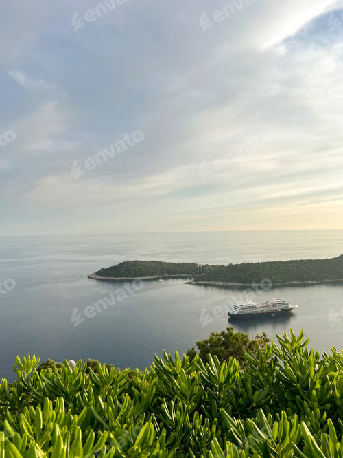 Preview: View of the endless sea with a passing liner
