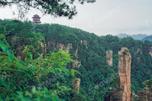 Preview: Landscape of Stone Tianzi Mountain pillars in Zhangjiajie