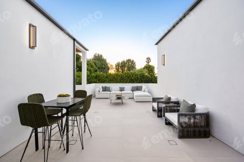 Preview: Modern outdoor patio with stylish furniture.