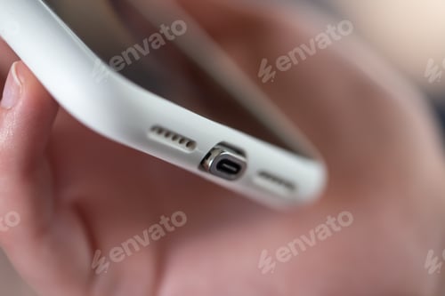 Preview: A phone magnetic connector cable close up macro.
