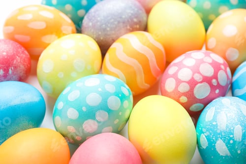 Preview: Decorative Easter eggs as background. Space for text
