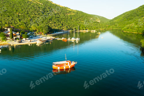 Preview: Marina with moored boats near oyster farm in Lim bay