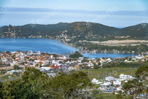 Preview: Aerial view of Lagoa da Conceicao and Rendeiras Avenue - Florianopolis, Santa Catarina, Brazil