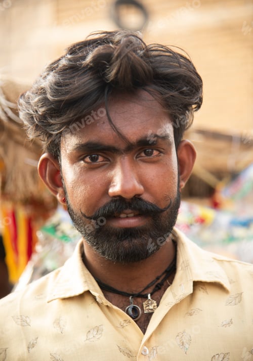 Preview: Portrait of Rajasthani young man, India.
