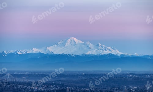 Preview: Mount Baker in the distance behind Vancouver City. BC, Canada