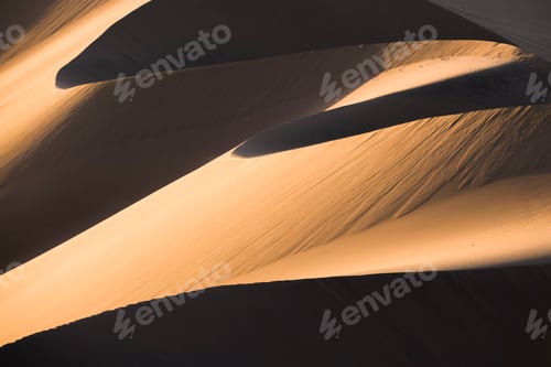 Preview: Sand dune patterns at sunset in the desert, Huacachina, Ica Region, Peru, South America