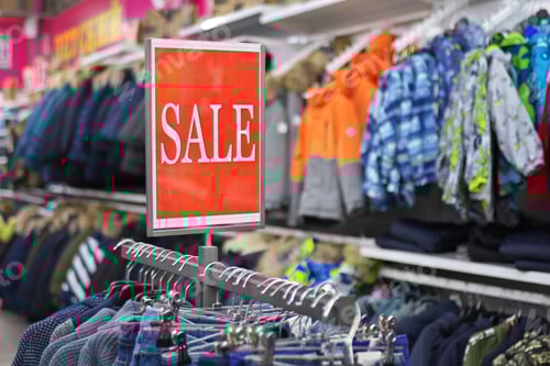 Preview: Sale notice in a clothes store.