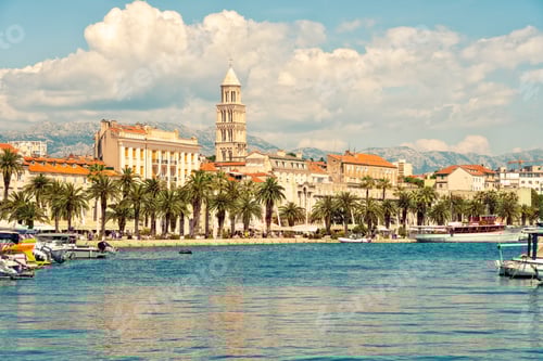 Preview: Coastal cityscape with historic buildings and St domnius