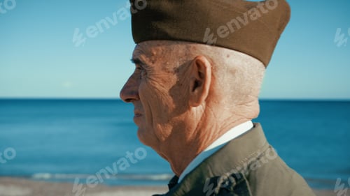 Preview: US Veteran Walks At The Beach Alongside The Ocean