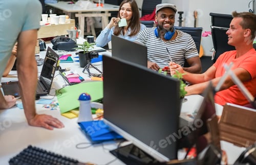 Preview: Young people working inside marketing agency office