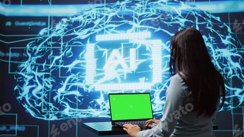 Preview: Admin works on mockup notebook to automatize tasks using artificial intelligence