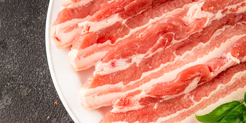 Preview: Bacon slice lard with meat slices pieces pork tenderloin portion size natural tasty snack fresh food
