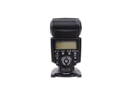 Preview: KYIV, UKRAINE - FEBRUARY 28, 2015: Photo camera flash Canon 430 EX on white background