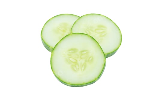 Preview: Slice of cucumber isolated on white with clipping path,Cucumber circle portion