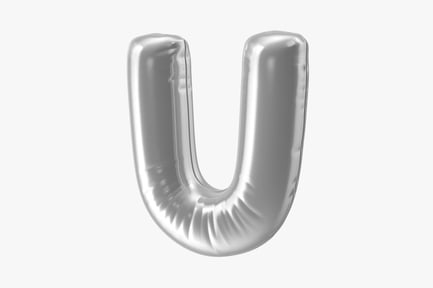 Preview: Shiny Silver Foil Balloon - Letter U