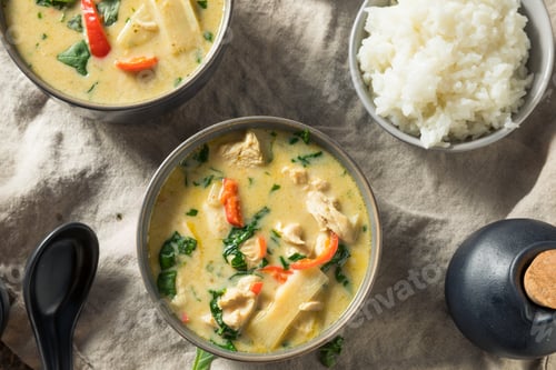 Preview: Homemade Spicy Thai Coconut Green Curry