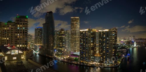 Preview: Aerial view of downtown district of of Miami Brickell in Florida, USA.
