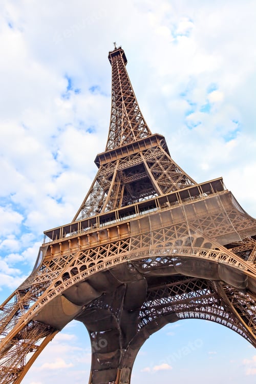 Preview: Eiffel Tour or Tower landmark. Wide angle view. Paris, France