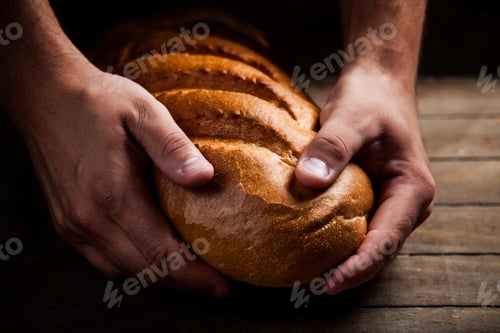 Preview: Baker's hands with a bread