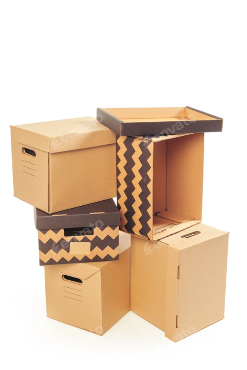 Preview: Cardboard boxes isolated over white background