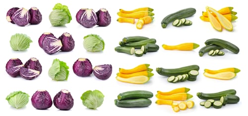 Preview: cabbage and zucchini isolated on white background