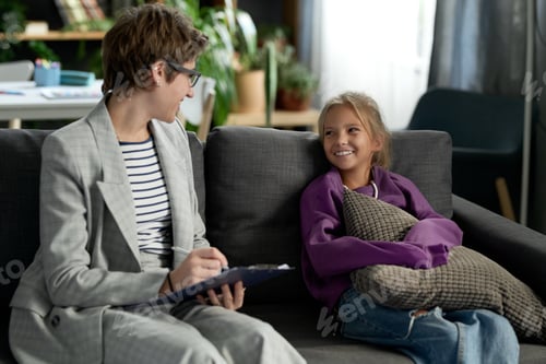 Preview: Social worker talking to child at home