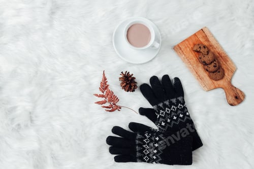 Preview: Winter flat lay background