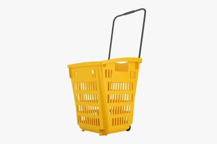 Preview: Yellow Rolling Plastic Shopping Basket