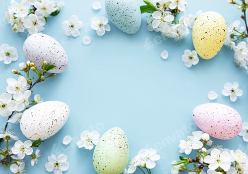 Preview: Top view of painted easter eggs