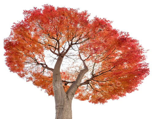 Preview: Beautiful maple tree red leaves in autumn, isolated on background