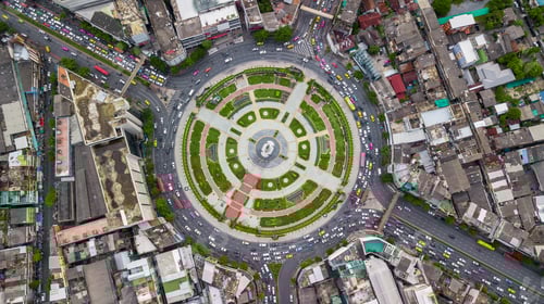 Preview: Aerial view elevated road and traffic junctions, Modern construction design traffic ways traffic jam