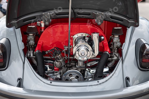 Preview: air-cooled 4-cylinder boxer engine of a restored classic Volkswagen Type 1