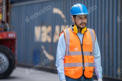Preview: Inspector checking container yard Organising stock to pack into containers.