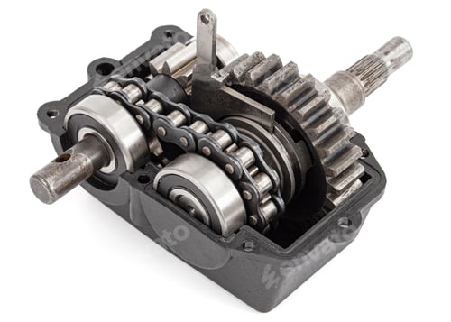 Preview: Gear reducer with chain drive, isolated on white background
