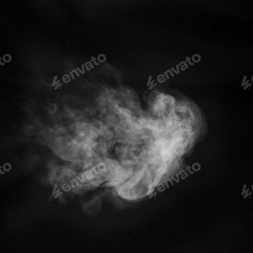 Preview: Smoke fragments on a black background. Abstract background, design element, for overlay on pictures