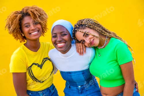 Preview: Three woman from different ethnicities smiling at camera