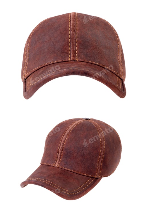 Preview: Brown leather baseball caps