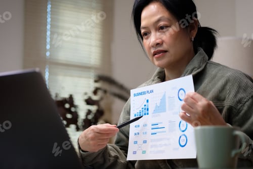 Preview: asian woman presentation business diagram video conference meeting