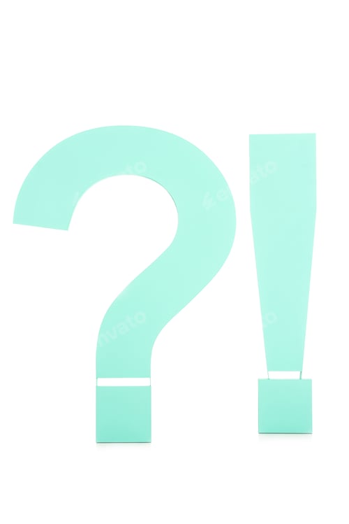 Preview: close up view of question and exclamation marks isolated on white