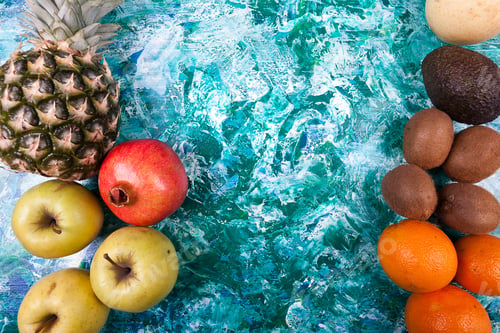 Preview: Delicious fruit on wooden pattern background