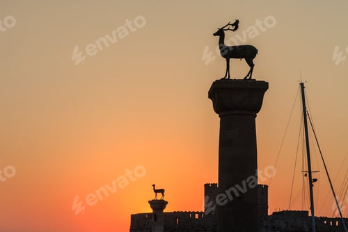 Preview: sunrise in Mandraki harbor. Rhodes, Greece