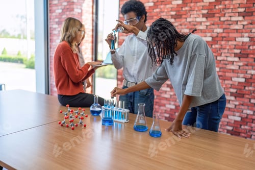 Preview: Teenager children learning with new innovation robotic hand interface hand control in classroom